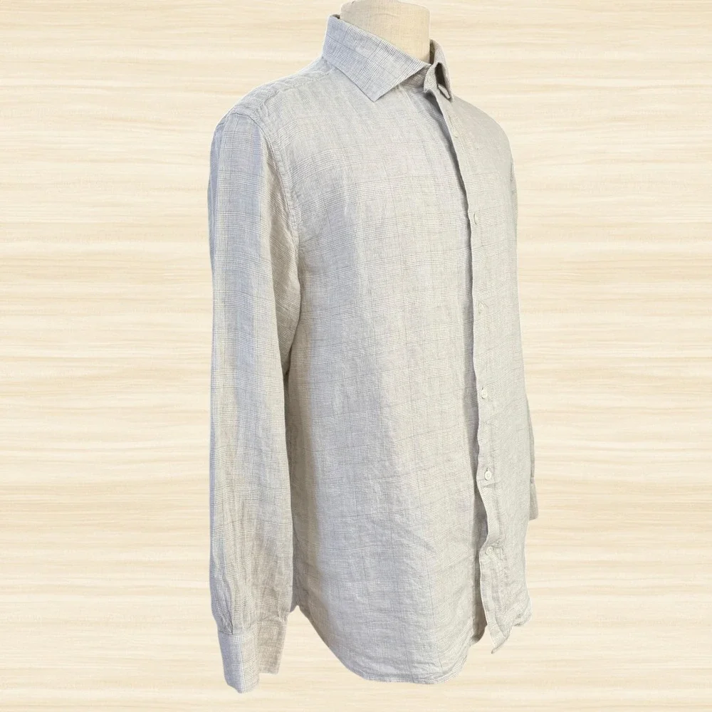 Banana Republic 100% Linen Tailored Slim Fit Shirt Button Up Coastal Beige  XL
